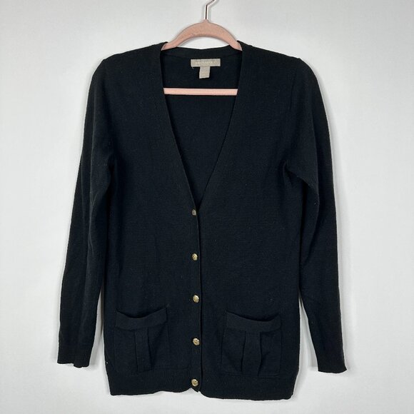 2/$30 Banana Republic V-Neck Cardigan w/ Pockets Black Medium #BAG7 - Picture 3 of 7